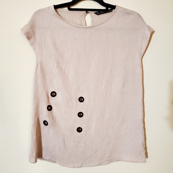 Zara Tops - Zara Beige blouse with grommet hardware